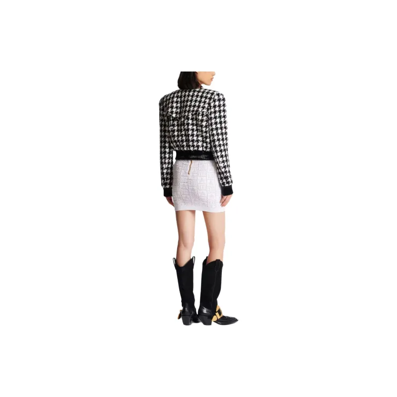 BALMAIN 6 Button Houndstooth Tweed Jacket-3