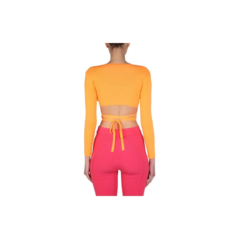 MSGM Cropped V Neck Top-2