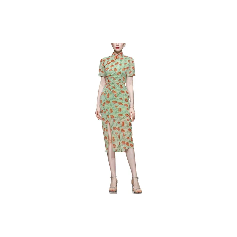 Duffy fashion Short Sleeved Dresses Women's Green Base Neroli-3