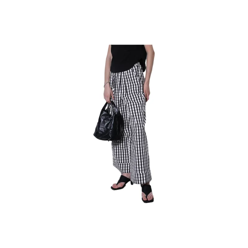 C.3000 Casual Pants Women's Black White Stripes-2