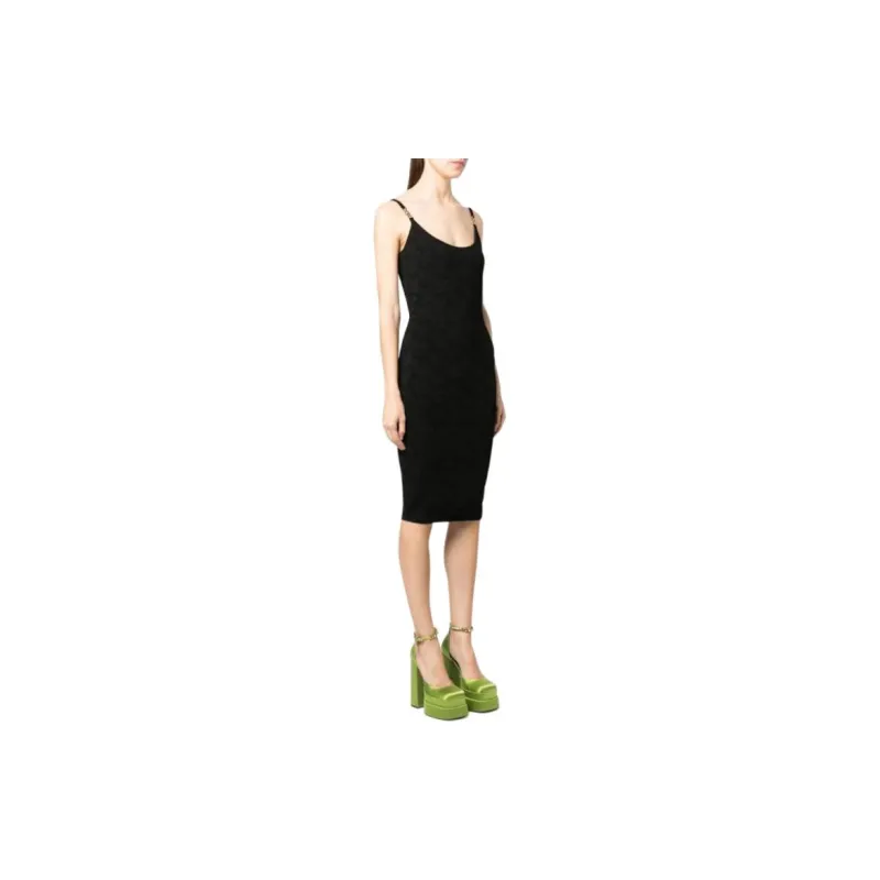 VERSACE La Greca Knitted Midi Dress-4