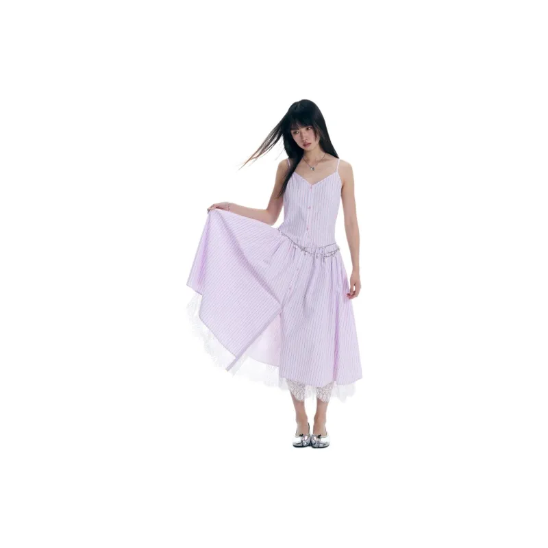 BLUEerror Slip Dress Women's Pink Blue Stripes-1