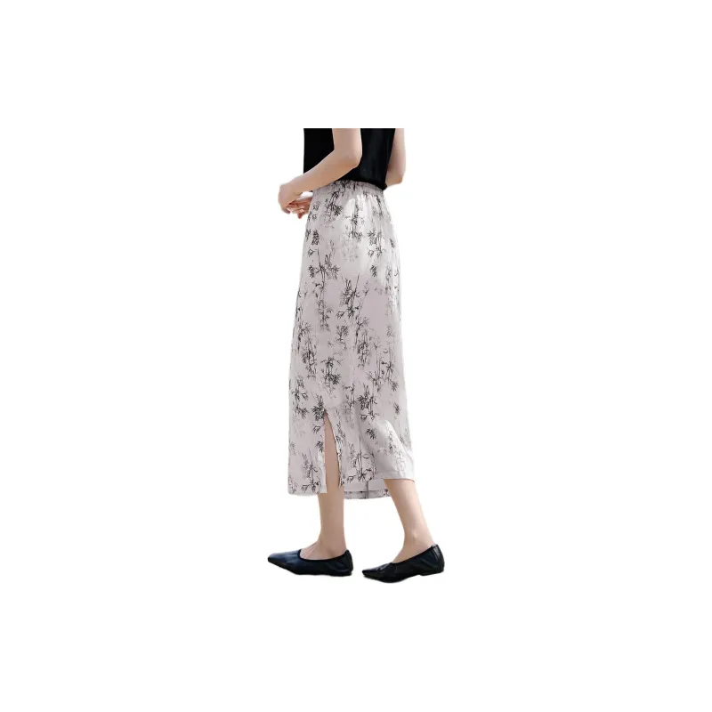 XWI Casual Long Skirt Women's Beige With Black Bamboo-1