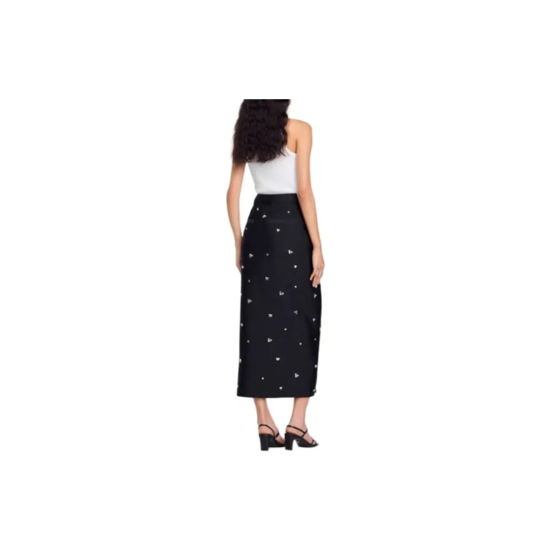 Sandro Rhinestoned Midi Pencil Skirt-2