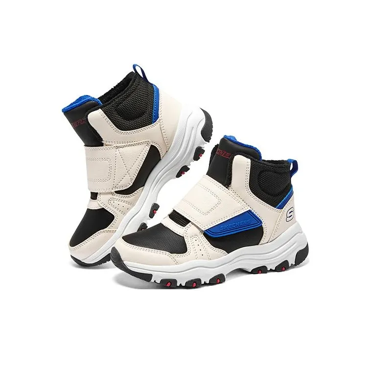 Skechers Abrasion Resistant Mid Top Kids Lifestyle Shoes Black White Blue Teenagers-2