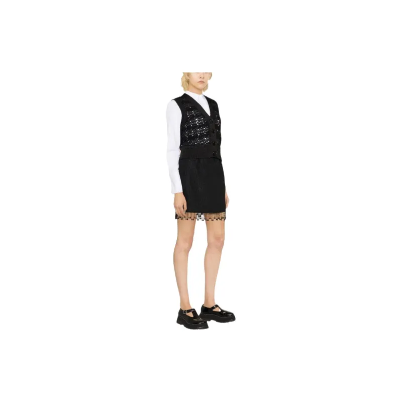 GANNI V Neck Vest 'Black'-4