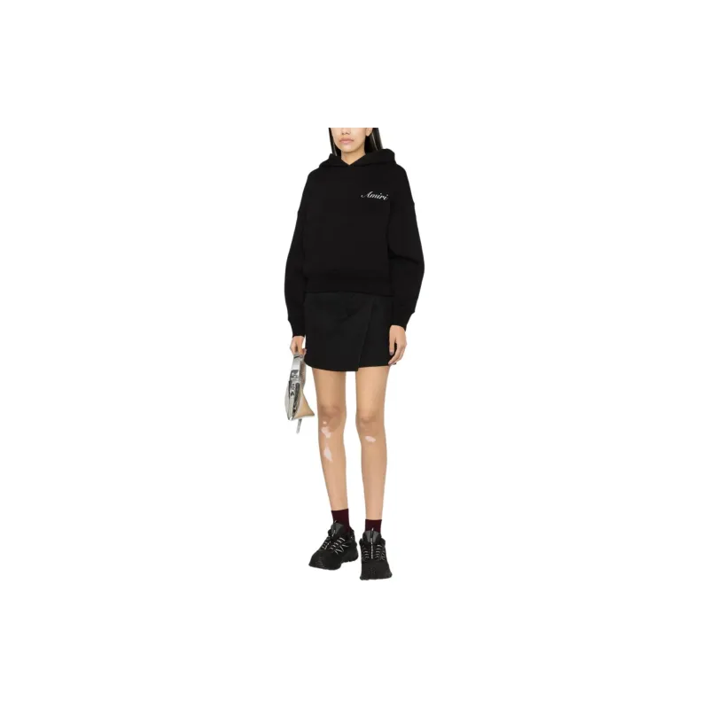 AMIRI Embroidered Cotton Hoodie With Logo Sweatshirt Women's Black-3