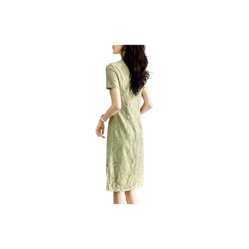XWI Short Sleeved Dress Women's Elegant Green-3