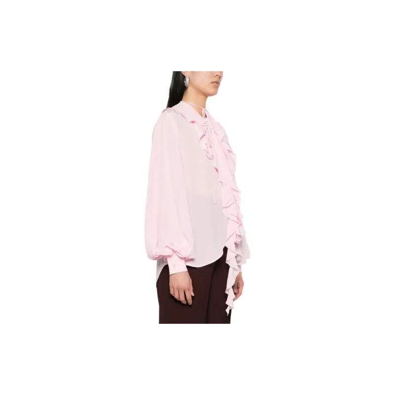 Victoria Beckham Ruffled Detailed High Low Hem Shirt-2