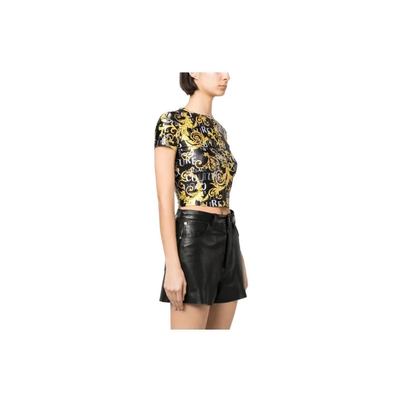 VERSACE JEANS COUTURE Crop Tops Women's Black-2