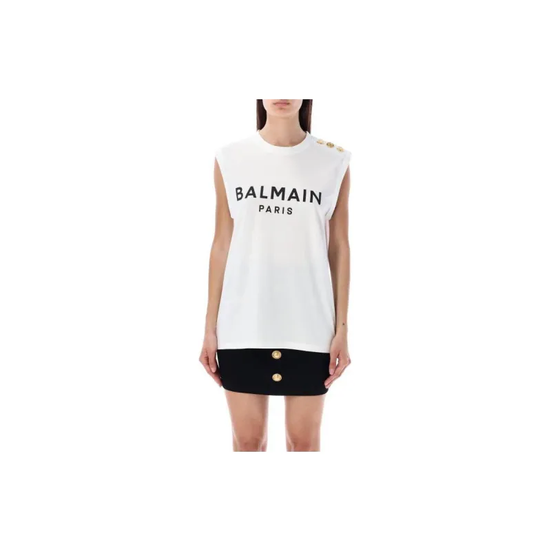 BALMAIN Logo Printed Sleeveless Tank Top-2