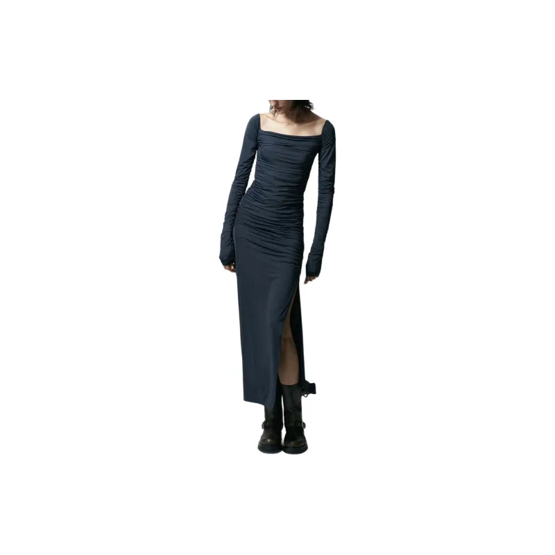 ZARA Long-Sleeved Dresses Women's Light Blue-2