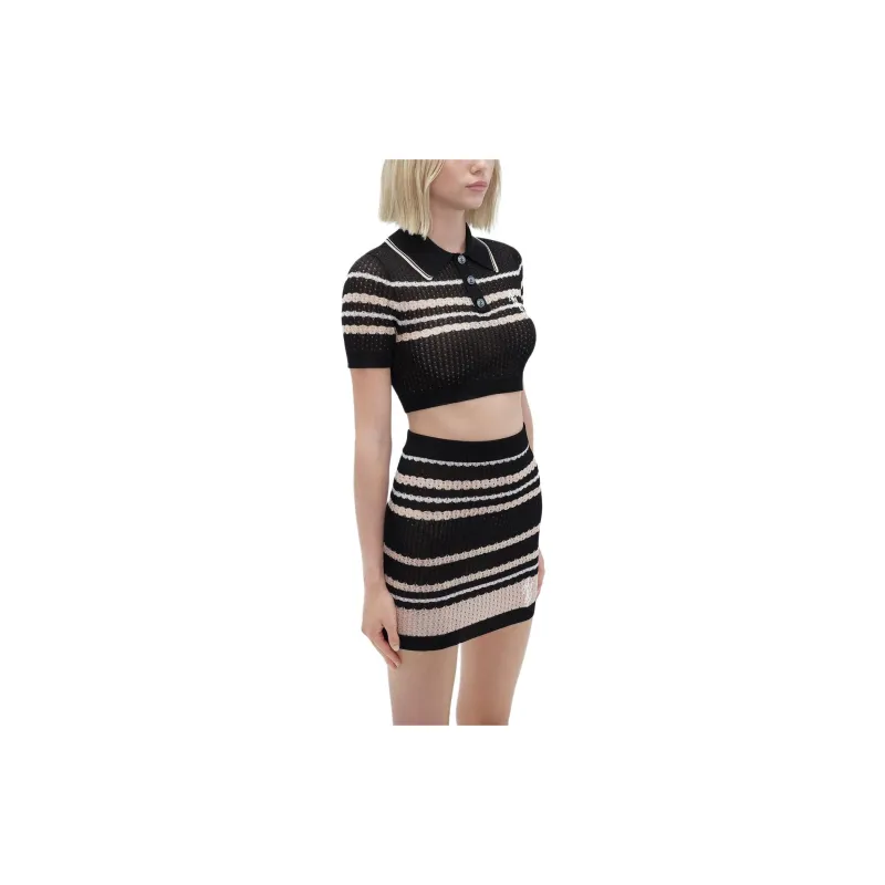 AMIRI Vertical Stripe Polo 'Black'-2
