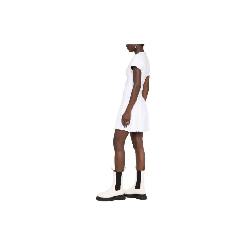 BALMAIN Pleated Mesh Mini Dress-4