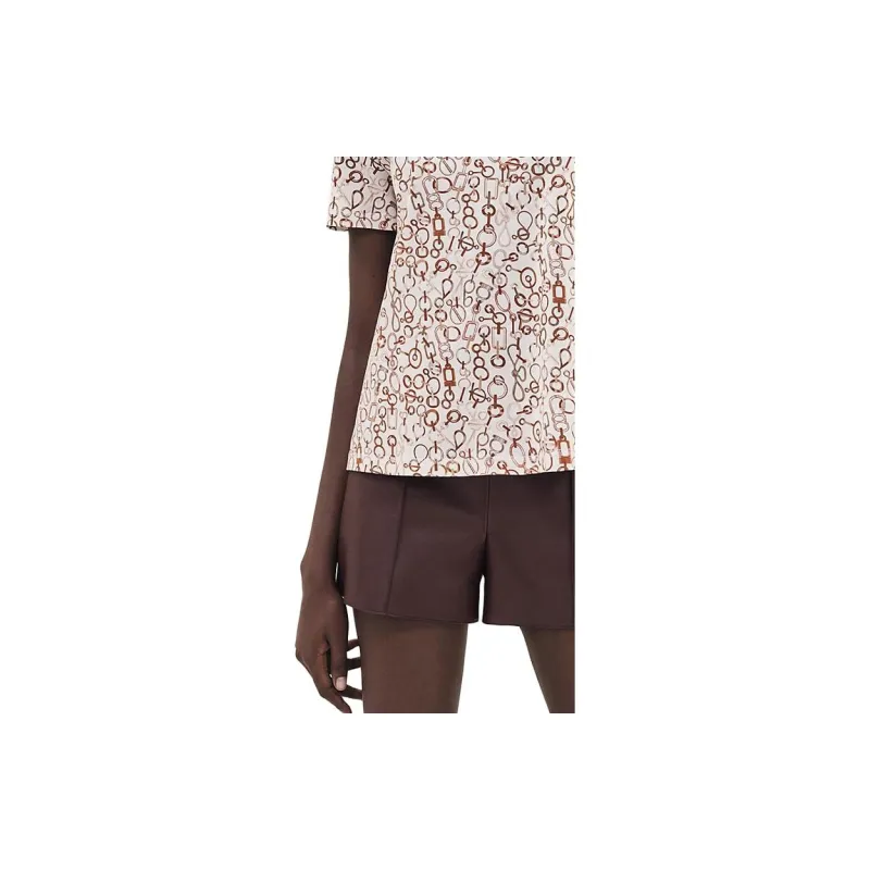 HERMES Pattern All Over Print Crew Neck Short Sleeved T Shirt T Shirt Women's Pearl White-4