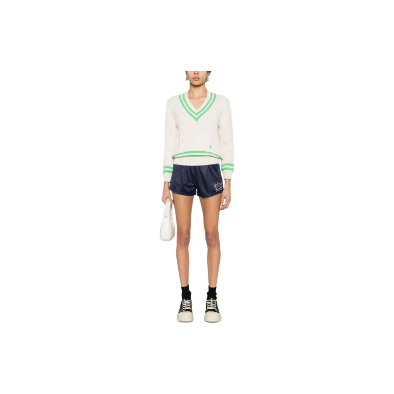 SPORTY & RICH Logo printed Mesh Mini Shorts-2
