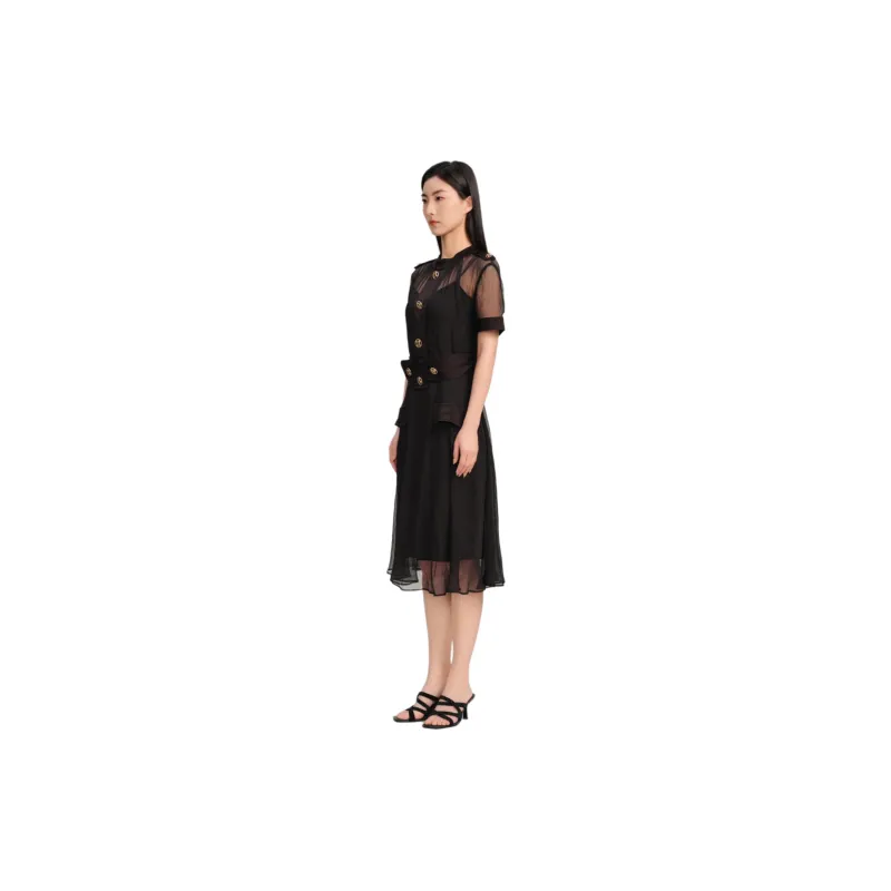 Blood Glitter Short-Sleeved Dresses Women's Black-2