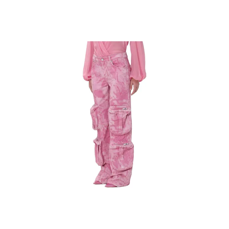 Blumarine Camouflage Printed Straight Leg Cargo Jeans-3