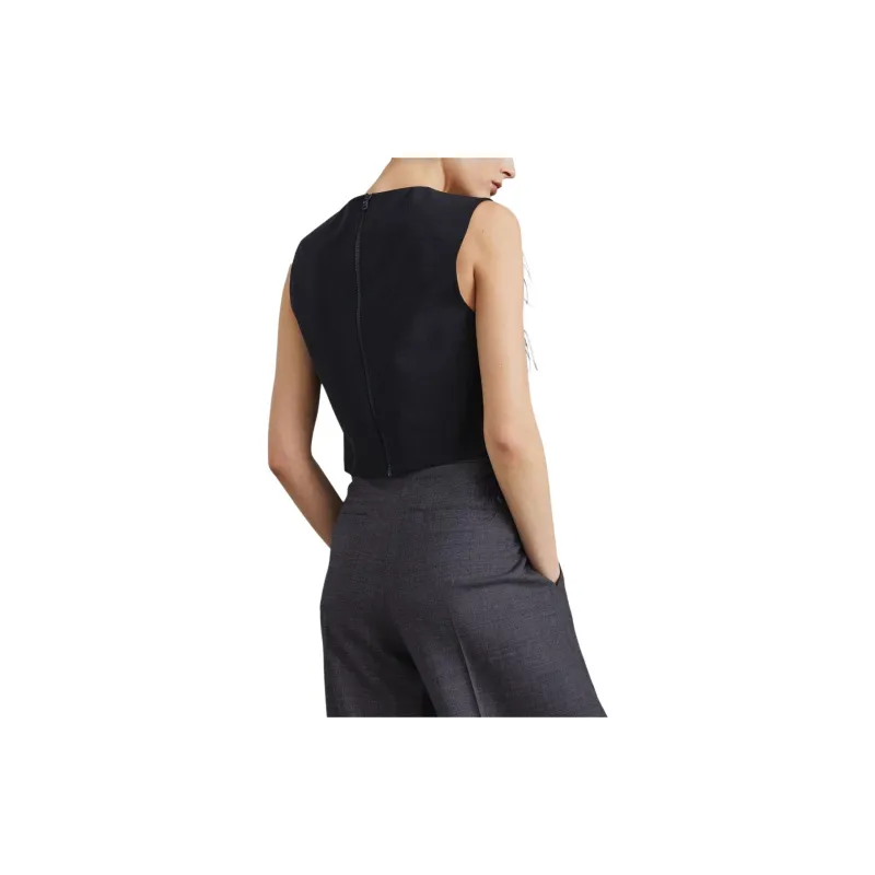 Brunello Cucinelli Feather Detailed Sleeveless Crewneck Top-2