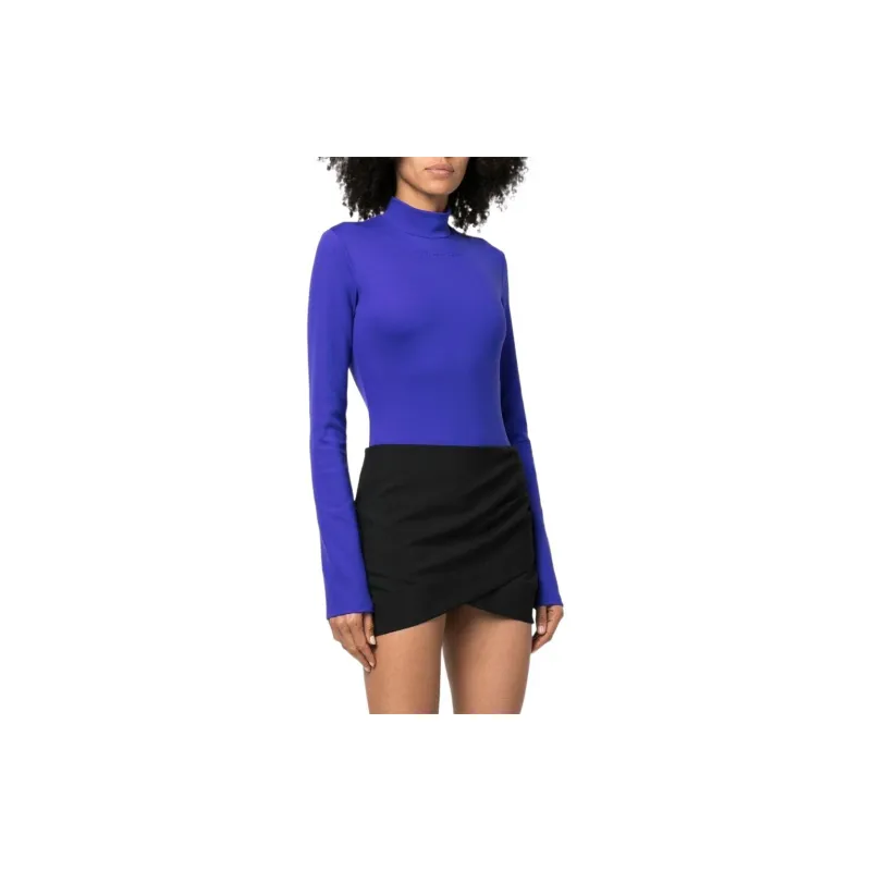OFF WHITE Embroidered Logo High Neck Top Purple-2