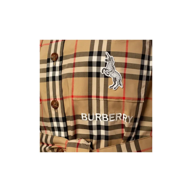 Burberry Short Sleeved Dress Women's Beige-5