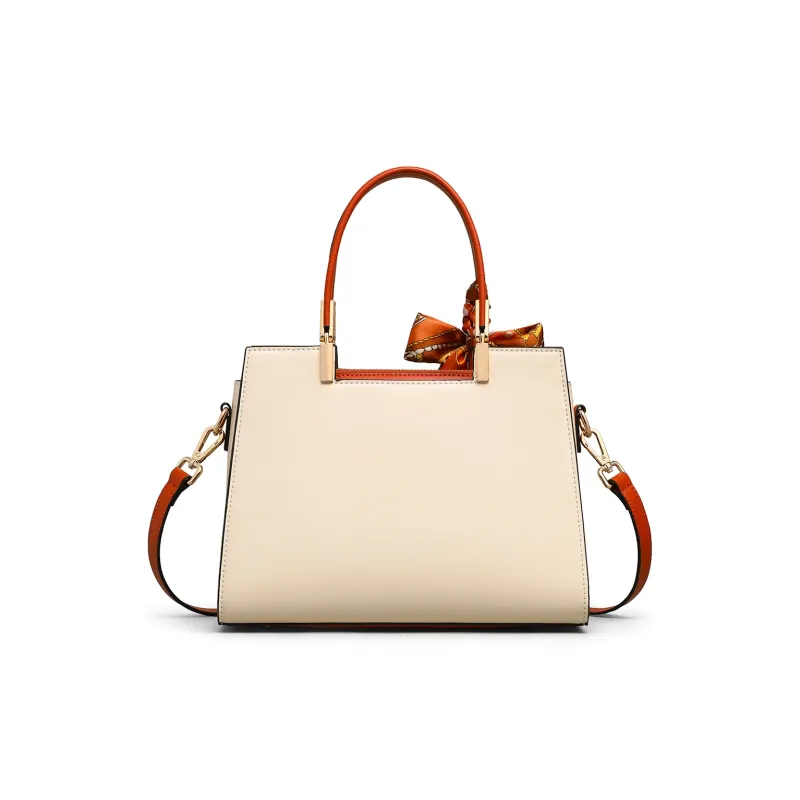 C°BANNER Cow Leather With Synthetic Leather One Shoulder Handbag Regular Women's Apricot-3