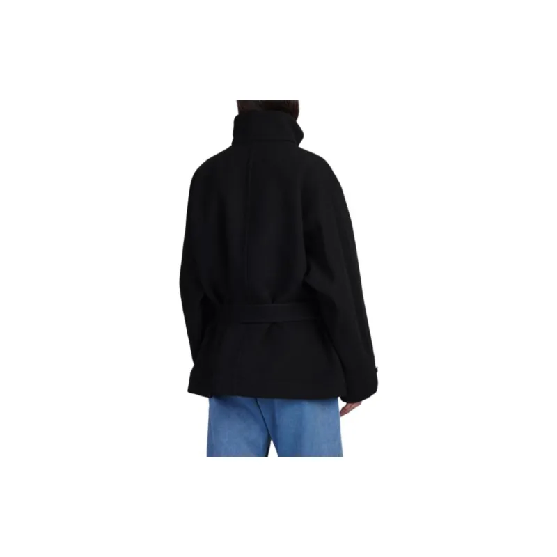 Lemaire Short Bathrobe Duffle Coat 'Black'-4