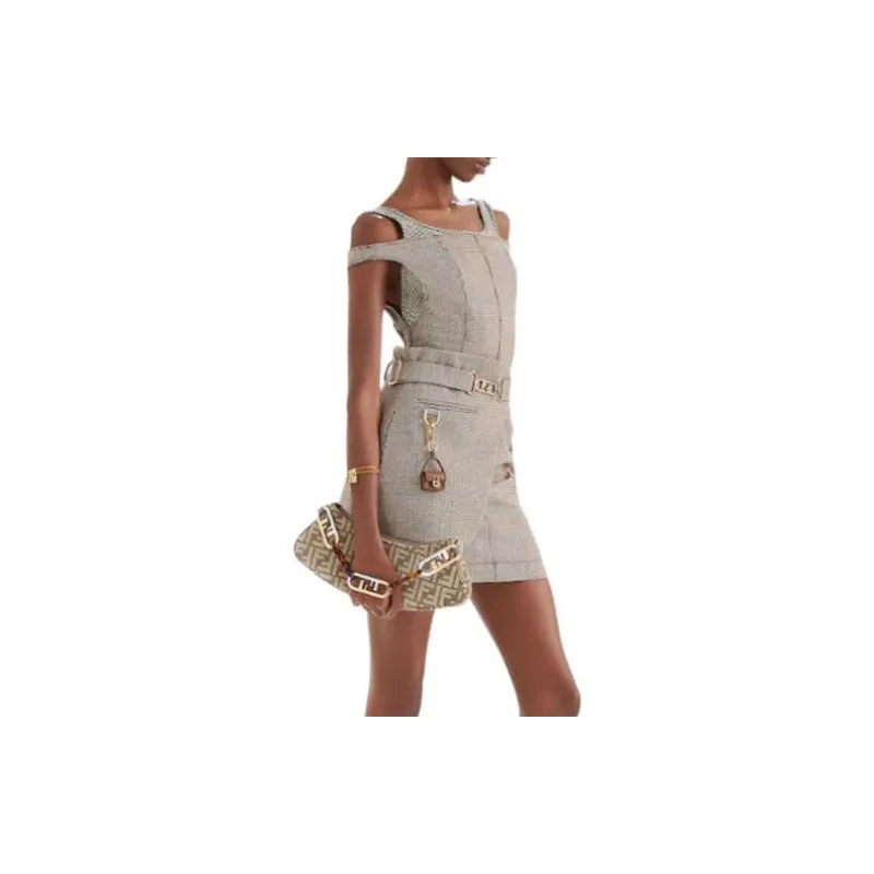 FENDI Sleeveless Dress Women's Beige-4