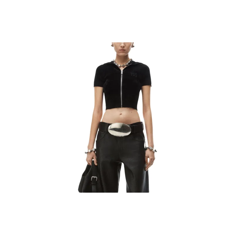 Alexander Wang Logo Embossed Cropped Hoodie-2