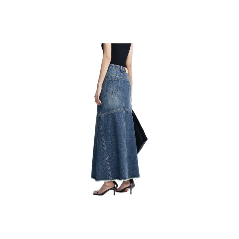 Roselingling Denim Long Skirts Women's Denim Blue-1