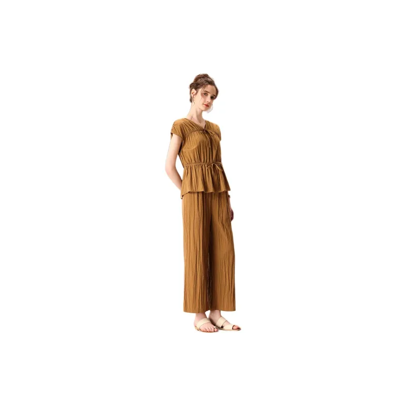 FENHONGMALI SS24 Casual Suit Women's Coffee-3