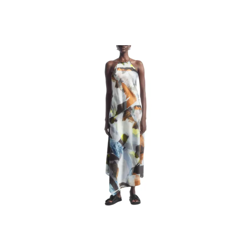 COS Sleeveless Dress Women's White/Blue/Print-1