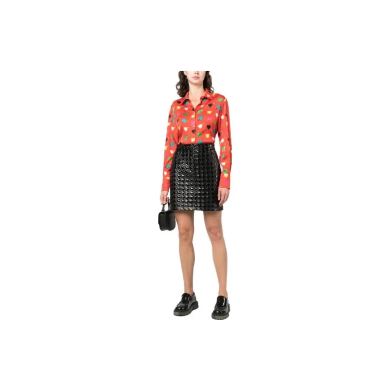 MSGM Heart Printed Straight Hem Shirt-1