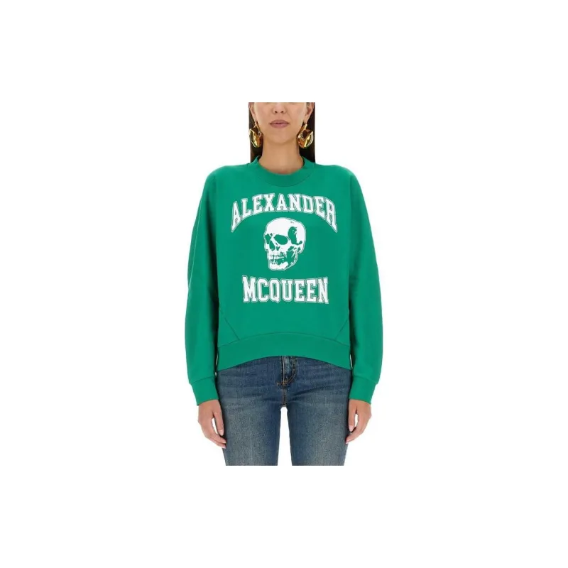 Alexander McQueen Varsiity Skull Printed Crewneck Sweatshirt-2