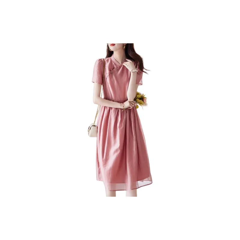 Dme Short Sleeved Dresses Women's Light Peach Pink-3