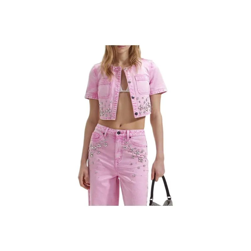 Self portrait Denim Jacket Women's Pink-1