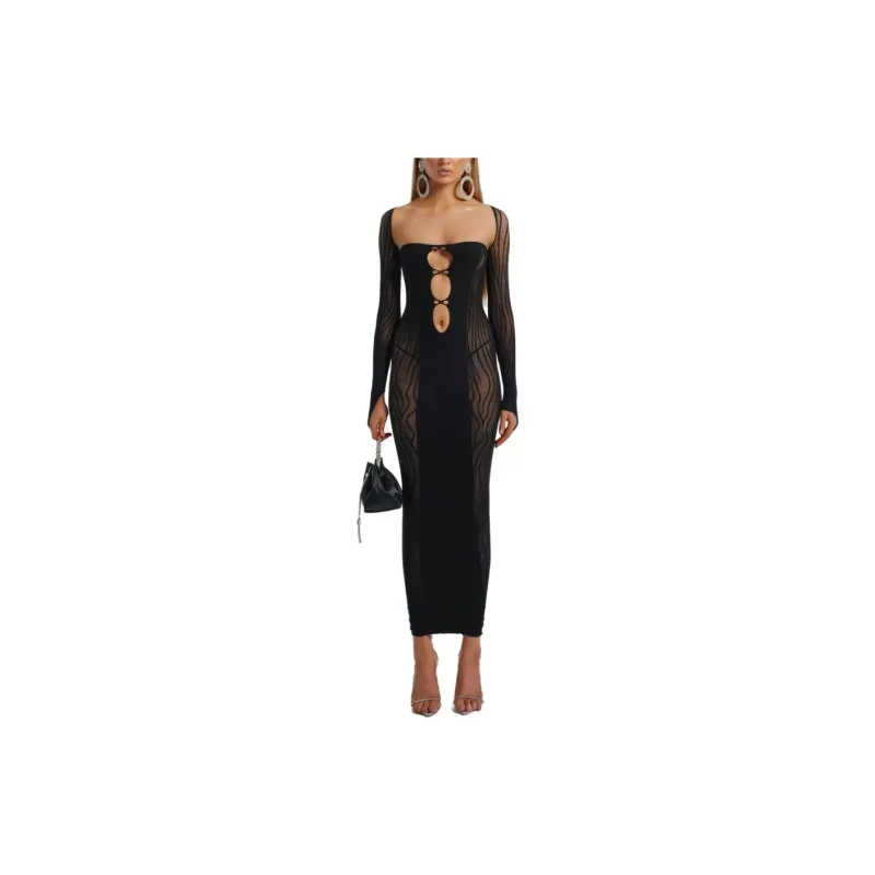 The Kript Long-Sleeved Dresses Women's Black-1