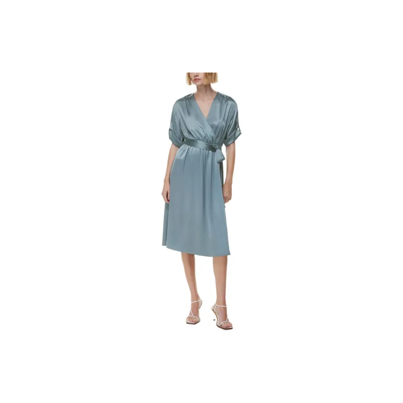 ARITZIA Babaton Armoire Satin Dress Short-Sleeved Dresses Women's Slab Blue/Board Blue-2