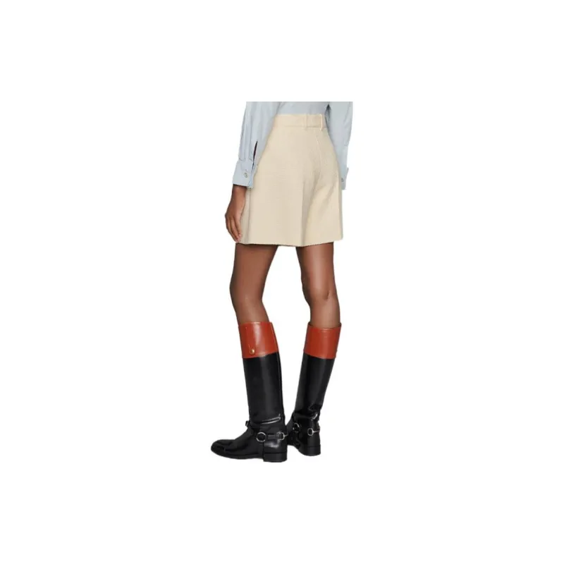 GUCCI High Rise Tweed Shorts Cream-2