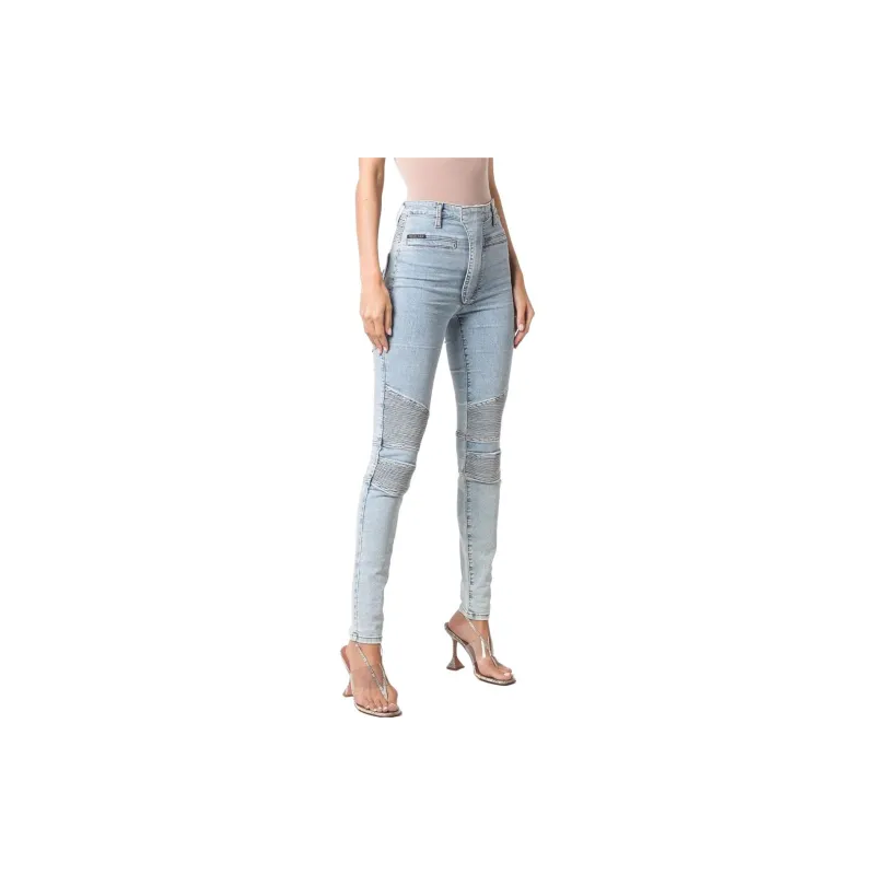 PHILIPP PLEIN Iconic High Waisted Biker Jeans-3