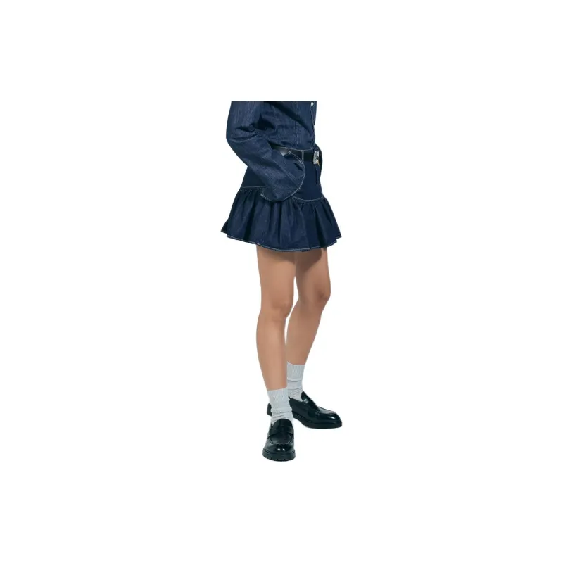 ZARA Trf Denim Short Skirts Women's Blue-3
