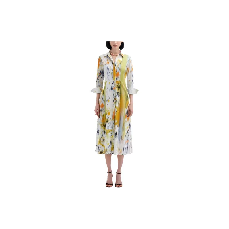 Oscar De La Renta Abstract Brushstroke-print Midi Dress-1
