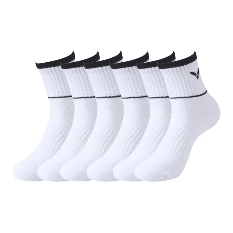 VICTOR Mid Calf Socks Unisex Combo Set White Gray-3