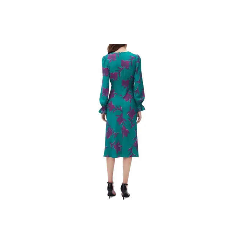 DVF Diane Von Furstenberg Long Sleeved Dress Women's Ink Blue-3