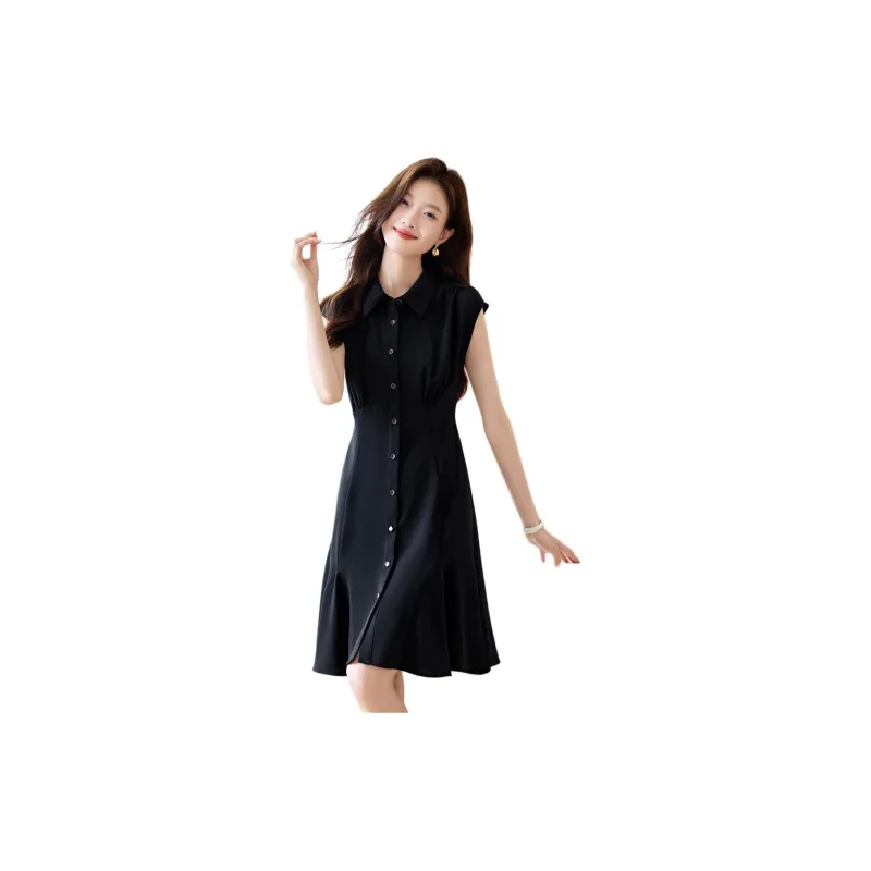 Mo Han Yi Mei Sleeveless Dress Women's Black-2