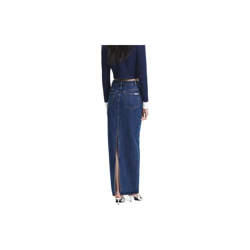 Self-portrait Denim Long Skirts Women's Denim Blue-1