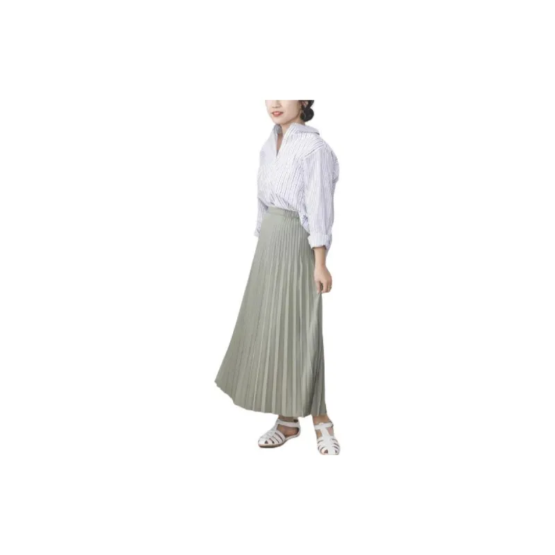 Beams Casual Long Skirts Women's Olive Green-2