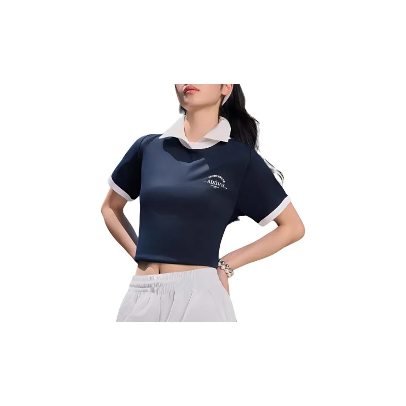Adidas T Shirt Women's College Navy/White-3