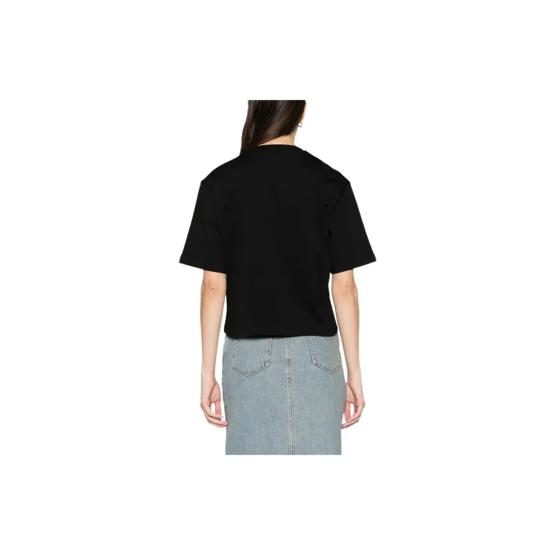MOSCHINO SS24 Drop Shoulder Sleeve T Shirt Women's Black-2