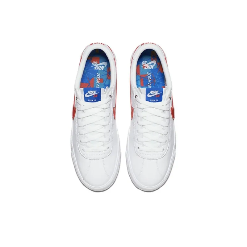 Nike Bruin Anti-Slip Wear-Resistant Low-Top Skateboard Shoes Unisex White-2
